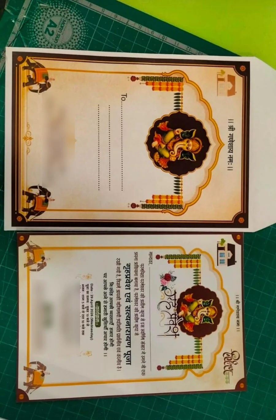 Printed shadi and wedding invitation cards with envelope